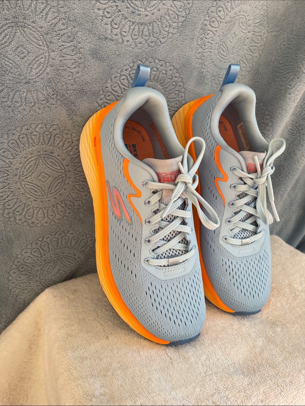 Skechers Light Blue and Orange Athletic Sneakers